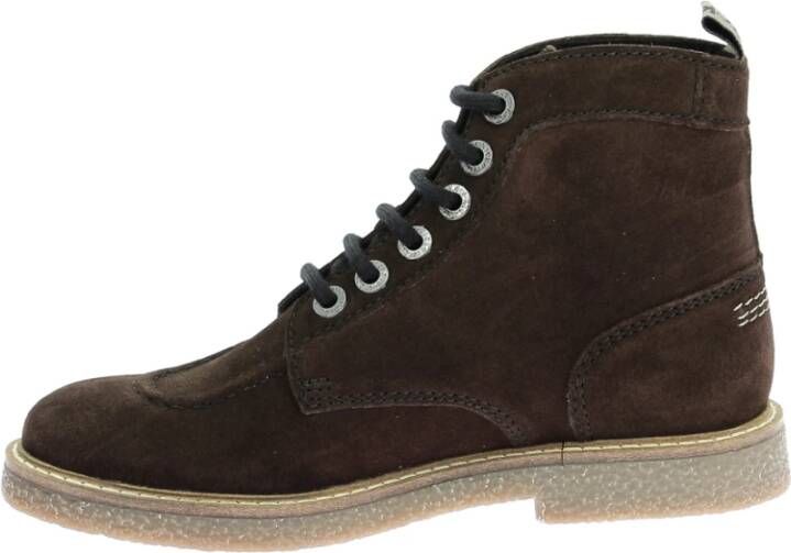 Kickers Legendarische Veterschoenen van Leer Brown Dames