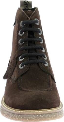 Kickers Legendarische Veterschoenen van Leer Brown Dames