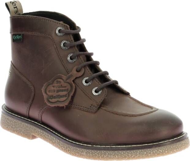 Kickers Legendarische Veterschoenen van Leer Brown Heren