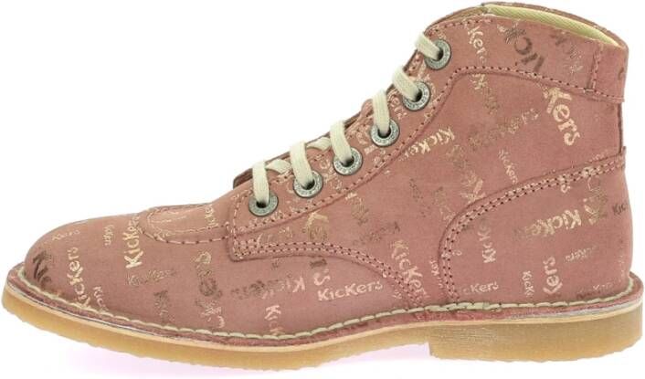 Kickers Legende Veterschoenen van Leer Pink Dames