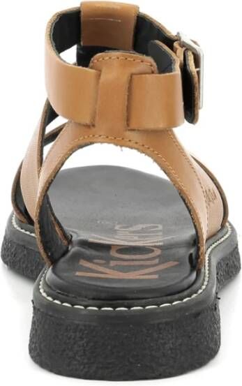 Kickers Lila Leren Sandalen Brown Dames