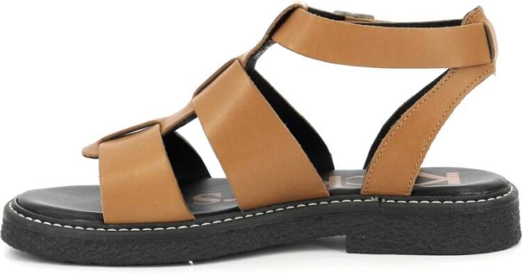 Kickers Lila Leren Sandalen Brown Dames