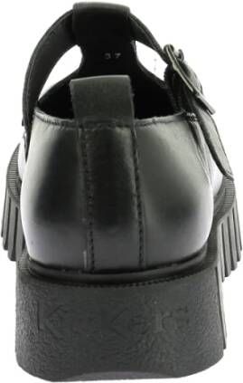 Kickers Stijlvolle Famack Leren Gesp Schoenen Black Dames