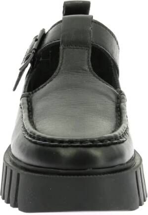 Kickers Stijlvolle Famack Leren Gesp Schoenen Black Dames