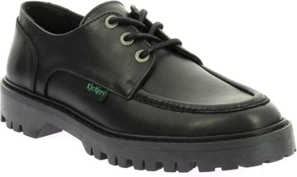 Kickers Stijlvolle Leren Derby Schoenen Black Dames