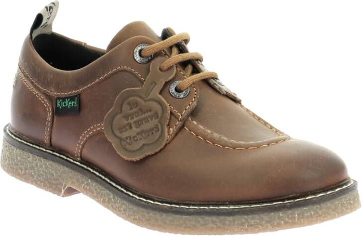 Kickers Stijlvolle Leren Derby Schoenen Brown Dames