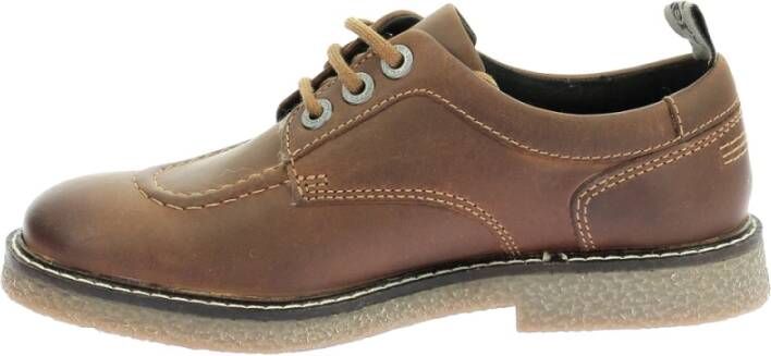 Kickers Stijlvolle Leren Derby Schoenen Brown Dames