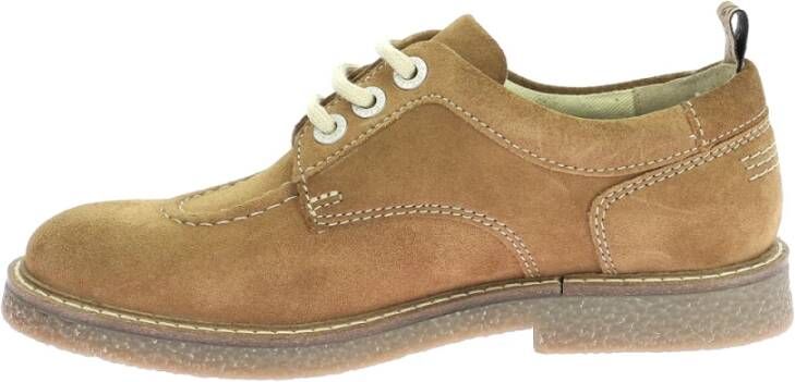 Kickers Stijlvolle Leren Derby Schoenen Brown Dames