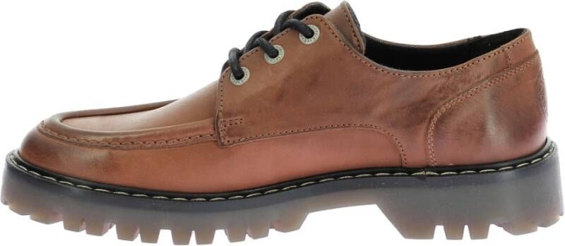 Kickers Stijlvolle Leren Derby Schoenen Brown Dames