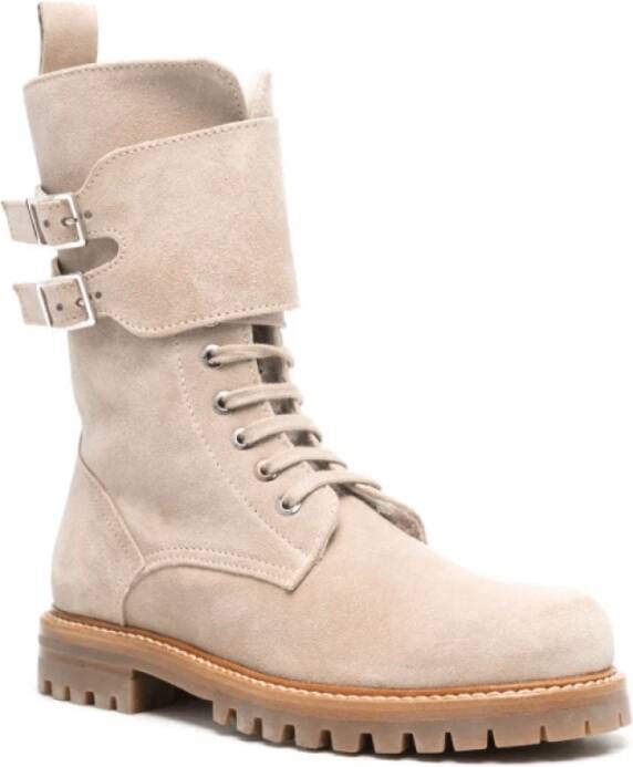 Kiton Beige Suède Mid-Calf Veterschoenen Beige Dames