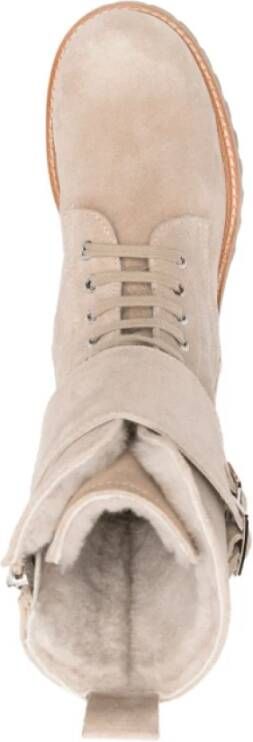 Kiton Beige Suède Mid-Calf Veterschoenen Beige Dames