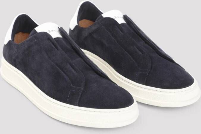 Kiton Blauw Wit Latte Sneakers Blue Heren