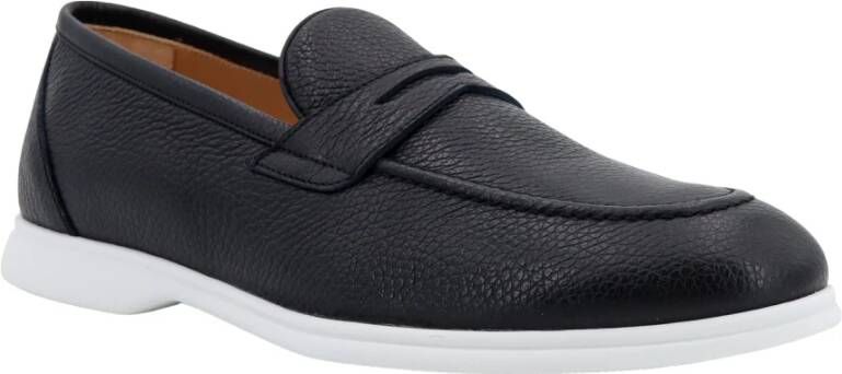 Kiton Bruine Leren Loafers Black Heren