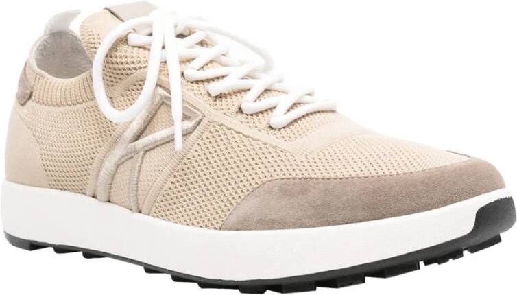 Kiton Bruine Leren Sneakers met Stoffen Voering Brown Heren