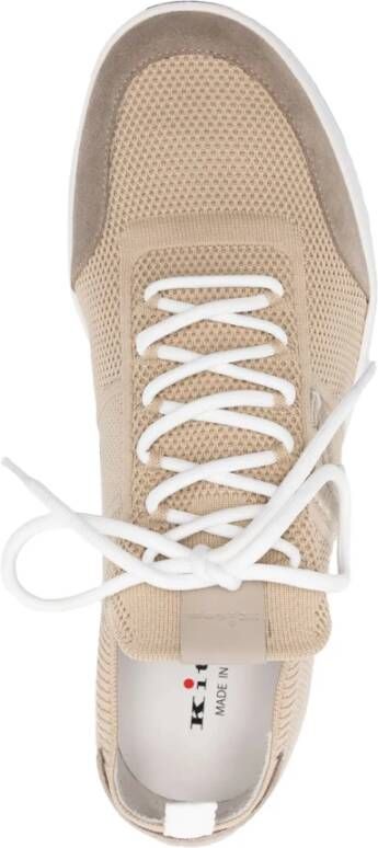 Kiton Bruine Leren Sneakers met Stoffen Voering Brown Heren