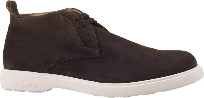 Kiton Bruine Suède Veterschoenen Brown Heren