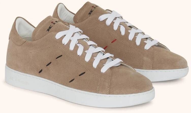 Kiton Contrasterende Stiksels Sneakers Beige Heren