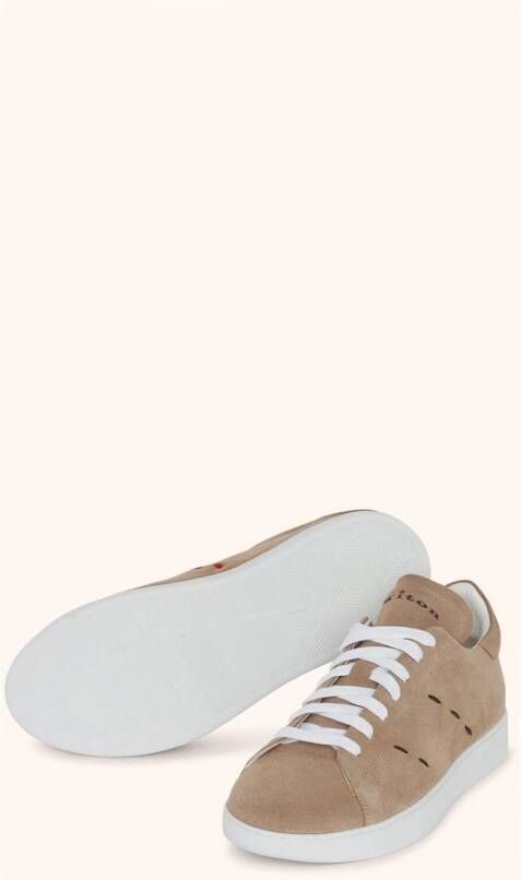 Kiton Contrasterende Stiksels Sneakers Beige Heren