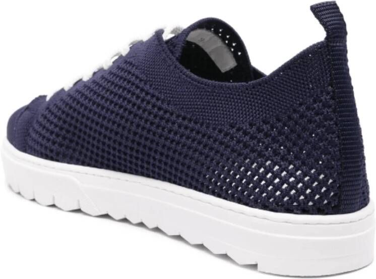 Kiton Gebreide Sneakers Blauw Logo Geborduurd Blue Heren