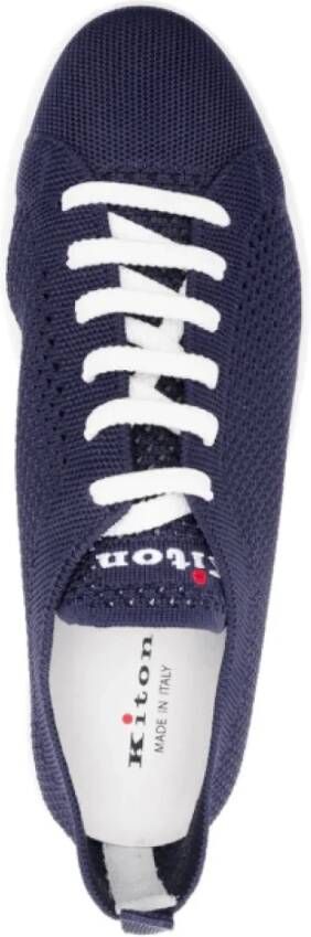 Kiton Gebreide Sneakers Blauw Logo Geborduurd Blue Heren