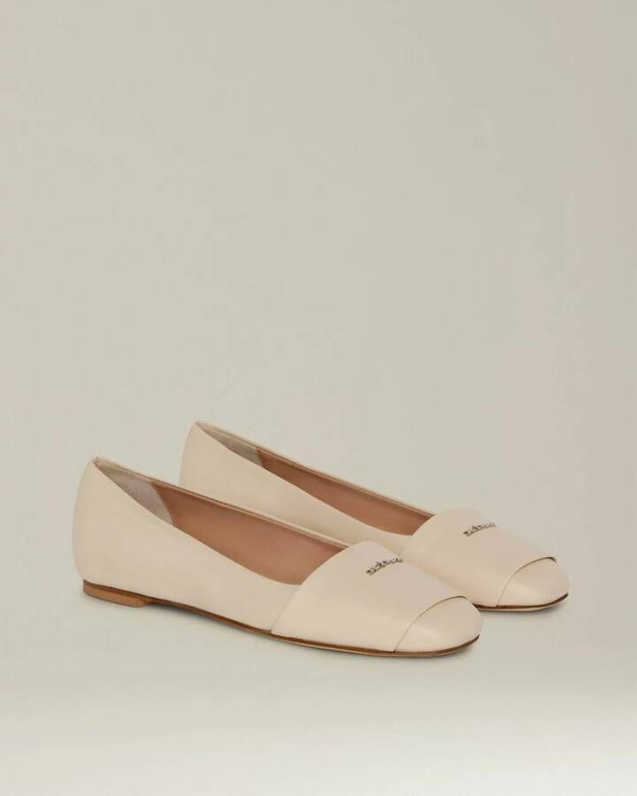 Kiton Geëmbosseerde leren balletflats Beige Dames