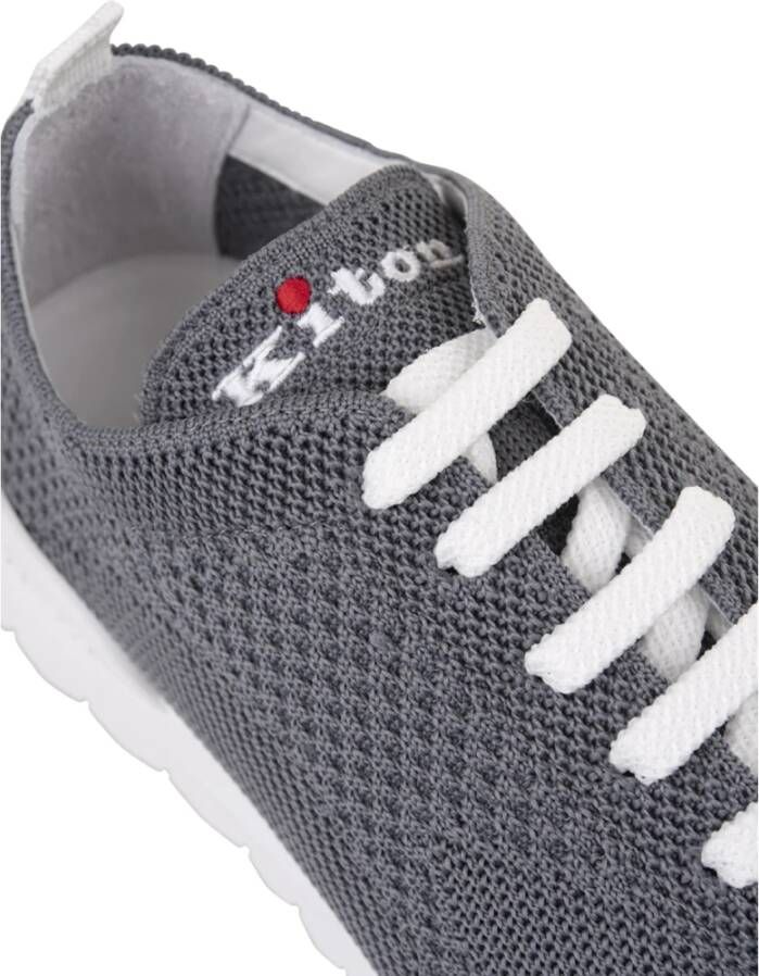 Kiton Grijze Gebreide Hardloopschoenen Gray Heren