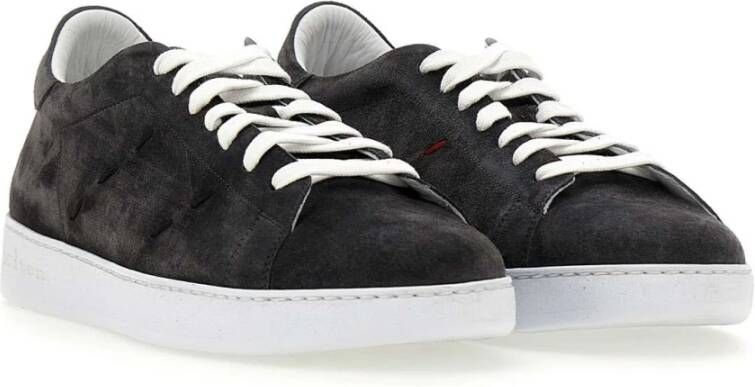 Kiton Grijze sneakers van kalfsleer met boxzool Gray Heren