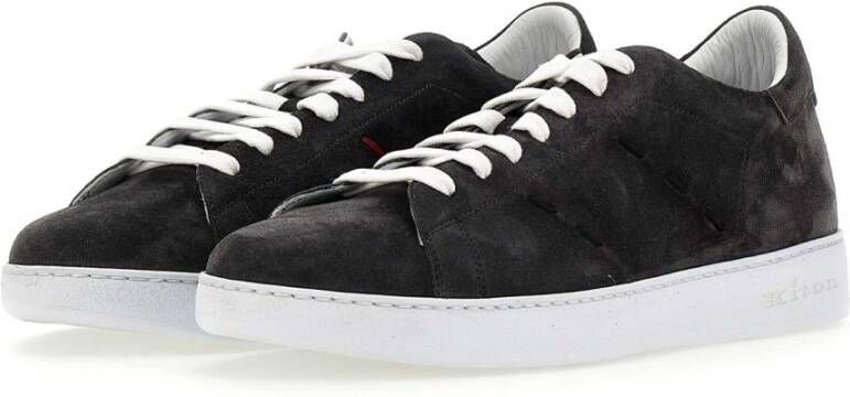 Kiton Grijze sneakers van kalfsleer met boxzool Gray Heren