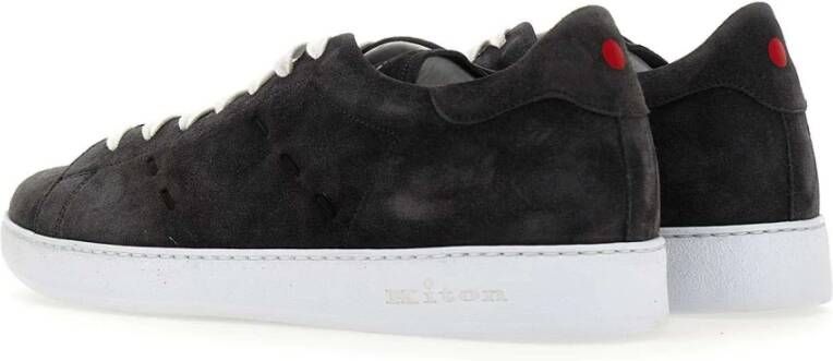 Kiton Grijze sneakers van kalfsleer met boxzool Gray Heren