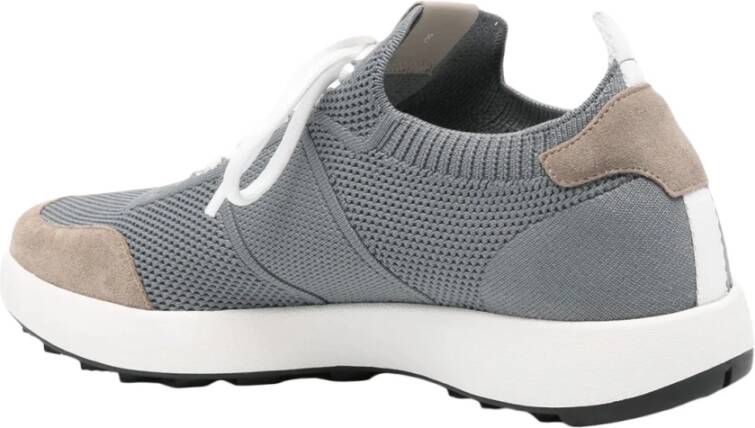 Kiton Grijze Stof en Leren Sneakers Gray Heren