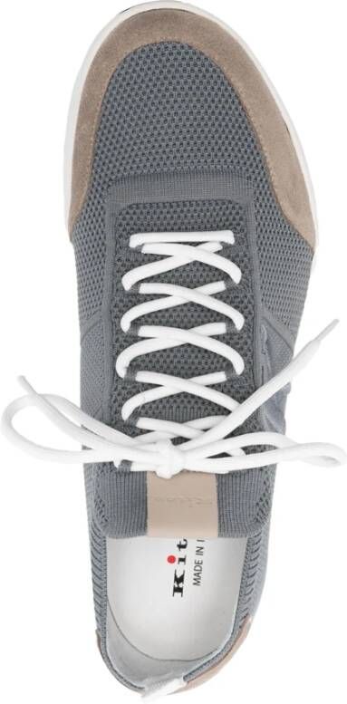 Kiton Grijze Stof en Leren Sneakers Gray Heren