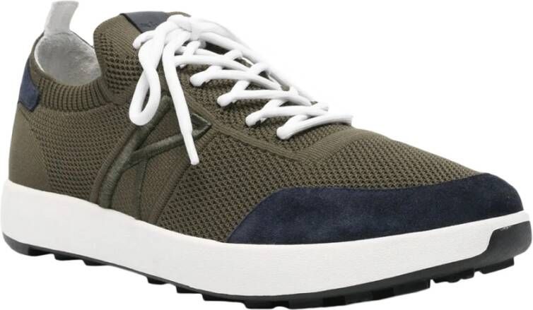 Kiton Groene leren sneakers met stoffen voering Green Heren