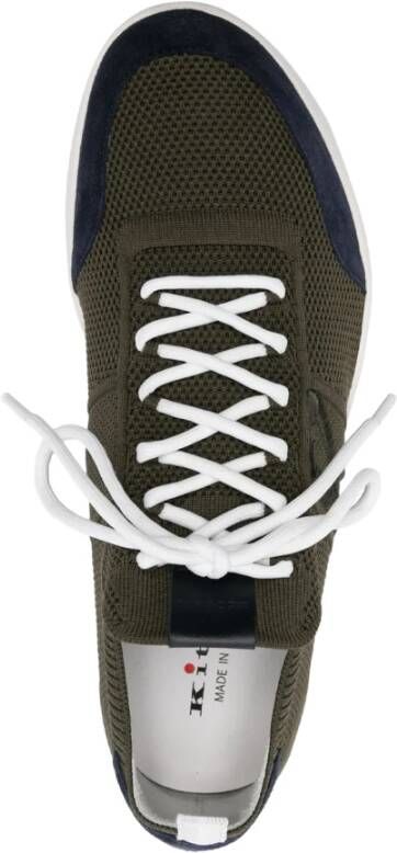 Kiton Groene leren sneakers met stoffen voering Green Heren