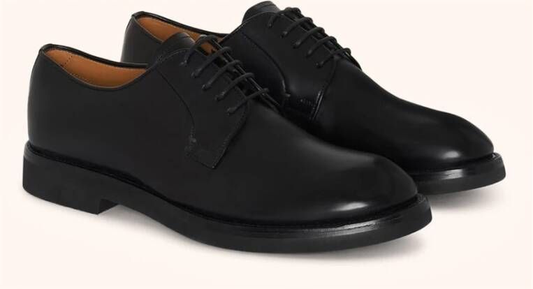 Kiton Handgeverfde Leren Derby Schoen Black Heren