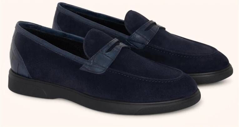 Kiton Krokodillenleren Loafer Blue Heren