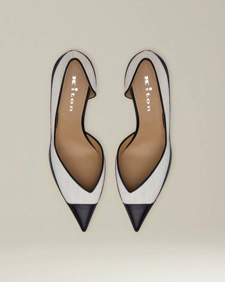 Kiton Leren pumps met inzetstukken White Dames