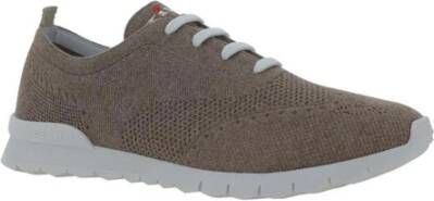 Kiton Mesh Lace-Up Sneakers met Handtekening Hiel Gray Heren