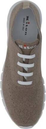 Kiton Mesh Lace-Up Sneakers met Handtekening Hiel Gray Heren