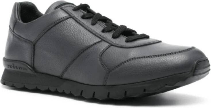 Kiton Midnight Blue Leren Sneakers Blue Heren