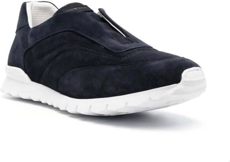 Kiton Navy Blauwe Slip-On Sneakers Blue Heren