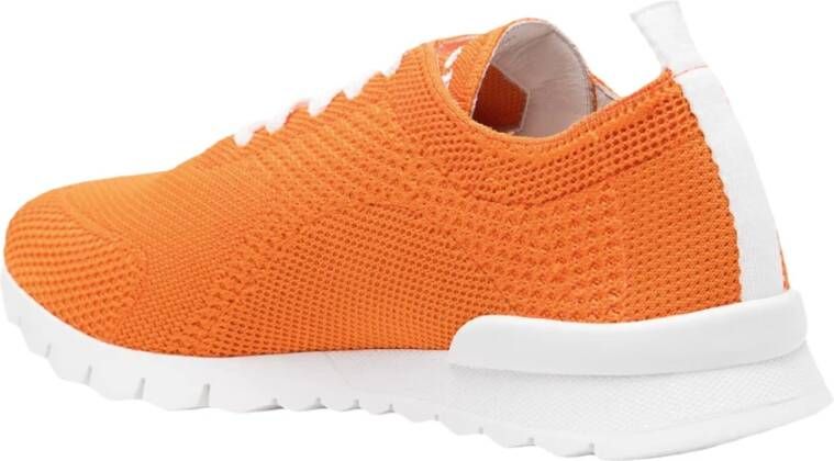 Kiton Oranje Katoen Elastaan Leren Sneakers Orange Heren