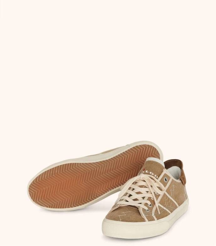 Kiton Beige Canvas Retro-Style Sneakers Beige Heren