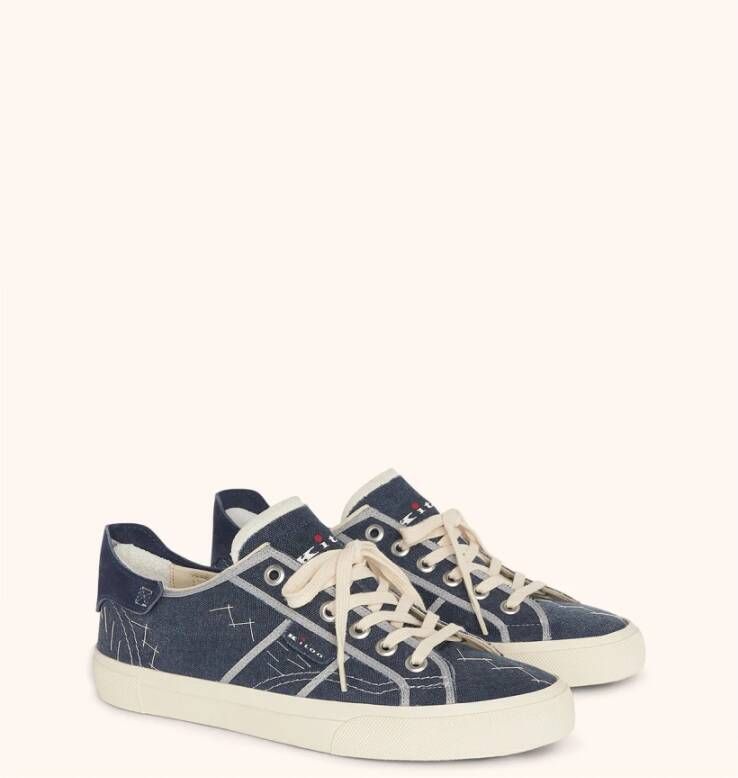 Kiton Retro-Style Mesa Sneakers Blue Heren