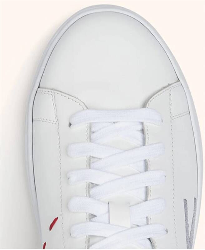 Kiton Witte kalfsleren sneakers met cupzool Wit Heren