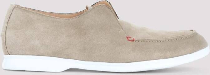 Kiton Stijlvolle Nude Leren Veterschoenen Beige Heren