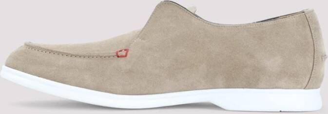 Kiton Stijlvolle Nude Leren Veterschoenen Beige Heren