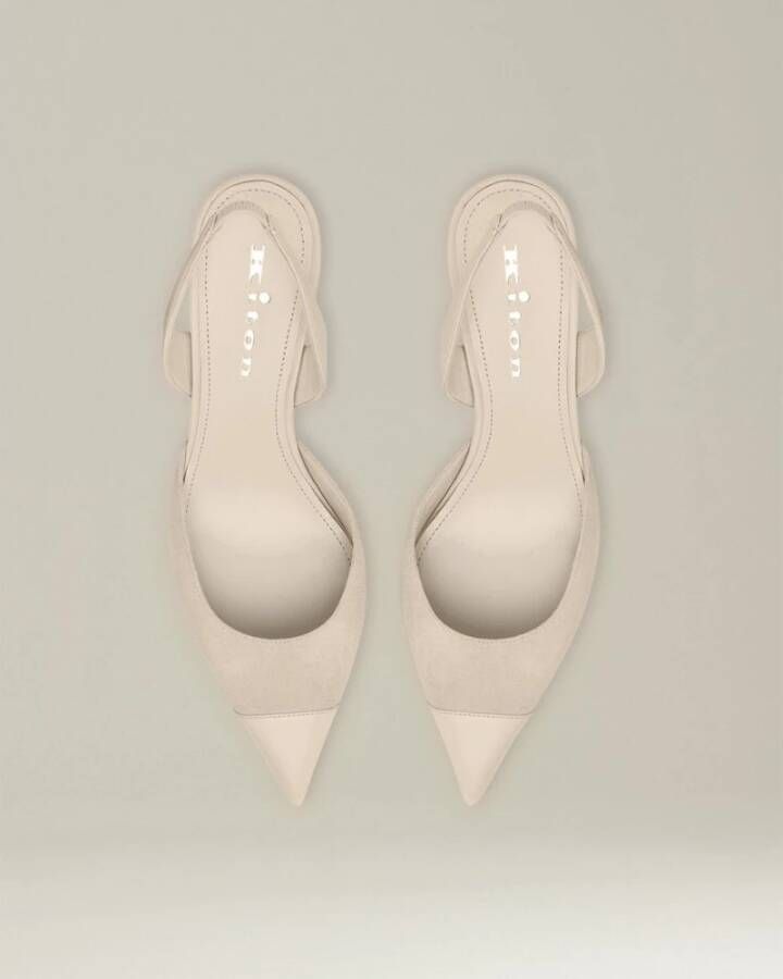 Kiton Stijlvolle Suede Slingback Pumps Beige Dames