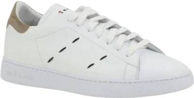 Kiton Suède Hiel Leren Sneakers met Logoed Tongue White Heren