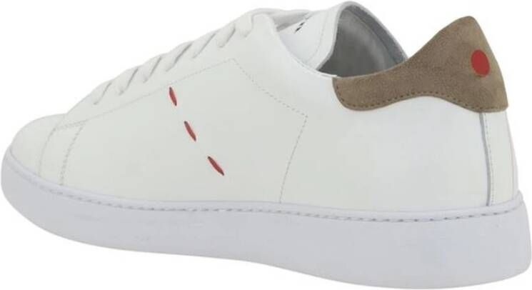 Kiton Suède Hiel Leren Sneakers met Logoed Tongue White Heren