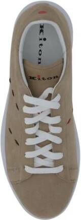 Kiton Suède Leren Sneakers met Zijpanelen Beige Heren